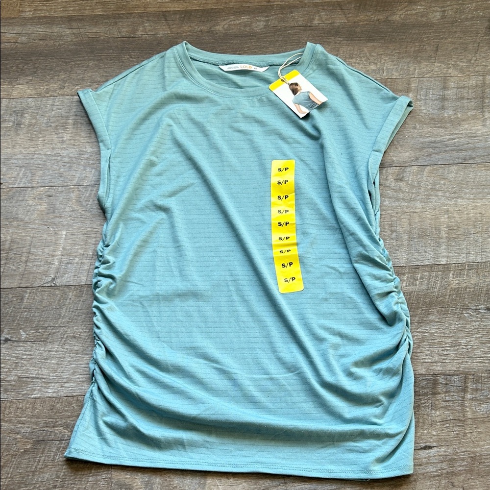 Lole Light Aqua Scoop Neck Tunic with Side Ruching